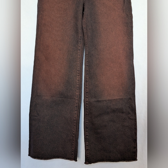 Levi's Premium Cherry Cordial Red Ribcage Wide Leg High Rise Raw Hem Jeans 24x30 - Picture 5 of 15